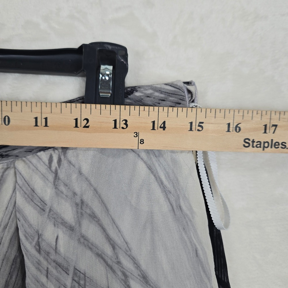 Leifsdottir Anthropologie Silk Wide Leg Pants Black White Feather Print Size 6 - Picture 7 of 15